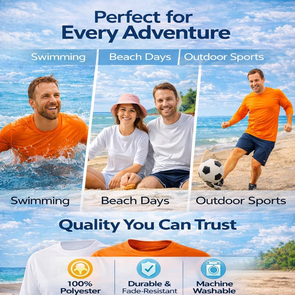 Swim Shirts for Men UPF50+ Sun Protection Shirts Mens Long Sleeve Mens Rash Guard
