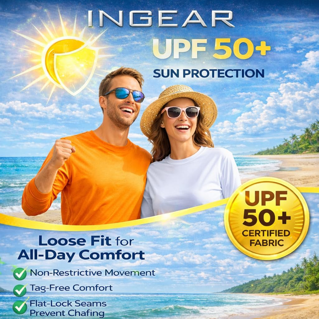 Swim Shirts for Men UPF50+ Sun Protection Shirts Mens Long Sleeve Mens Rash Guard