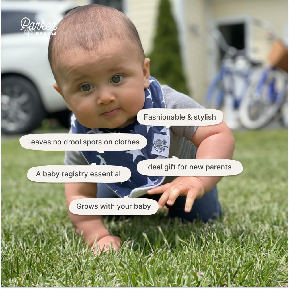 Parker Baby Bandana Drool Bibs 4 Pack Baby Bibs for Boys, Girls, Unisex