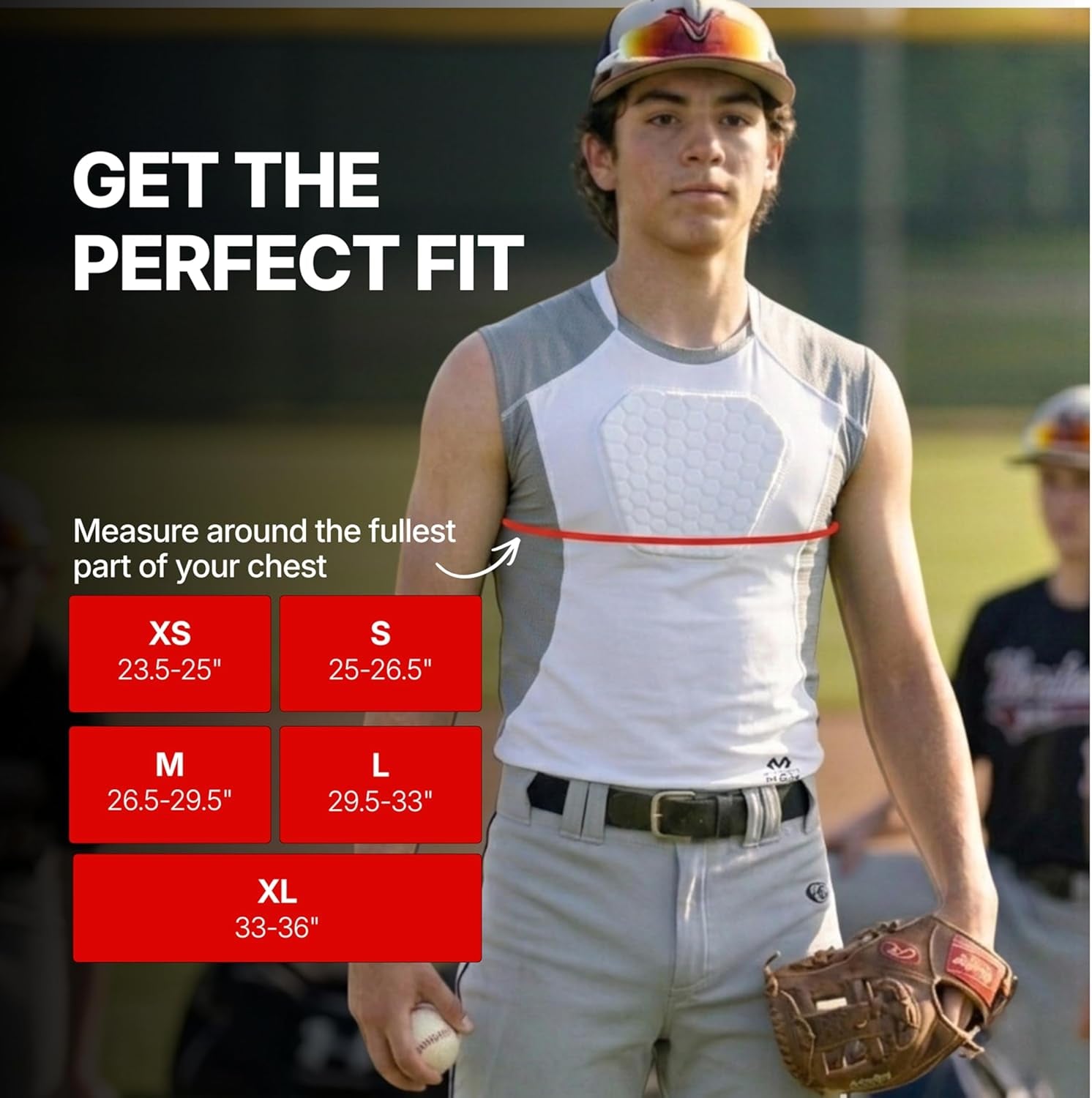 HEX Chest Protector, Heart Guard Sternum Protection Padded Shirt for Baseball, Football, Lacrosse and Goalies Youth and Adult Sizes